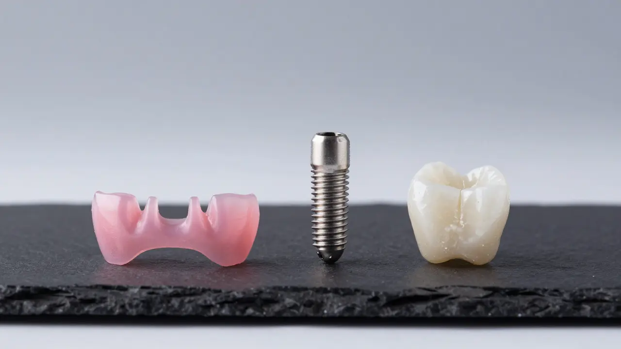 Srovnání silikonové náhrady, implantátu a keramické korunky
