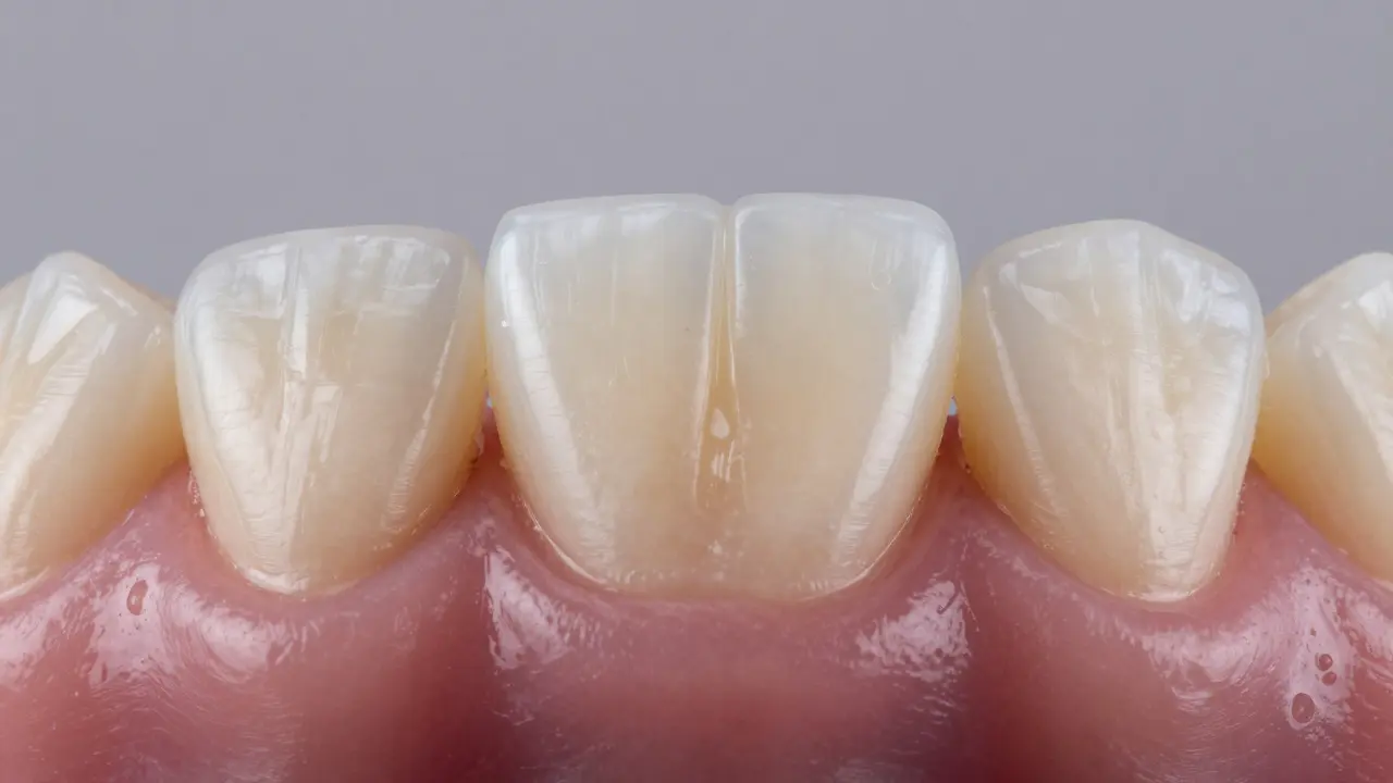 Detailní pohled na estetický zubní implantát s přirozeným vzhledem