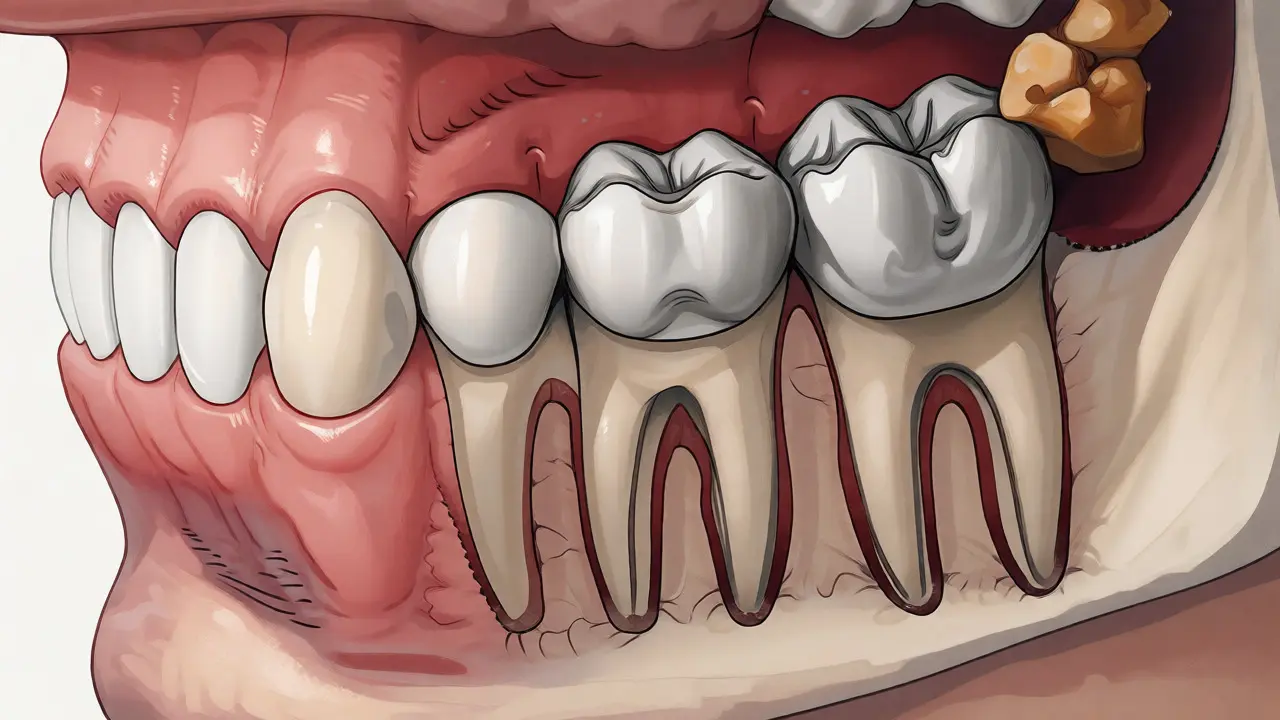 Anatomický řez čelisti s důrazem na drcení potravy moláry