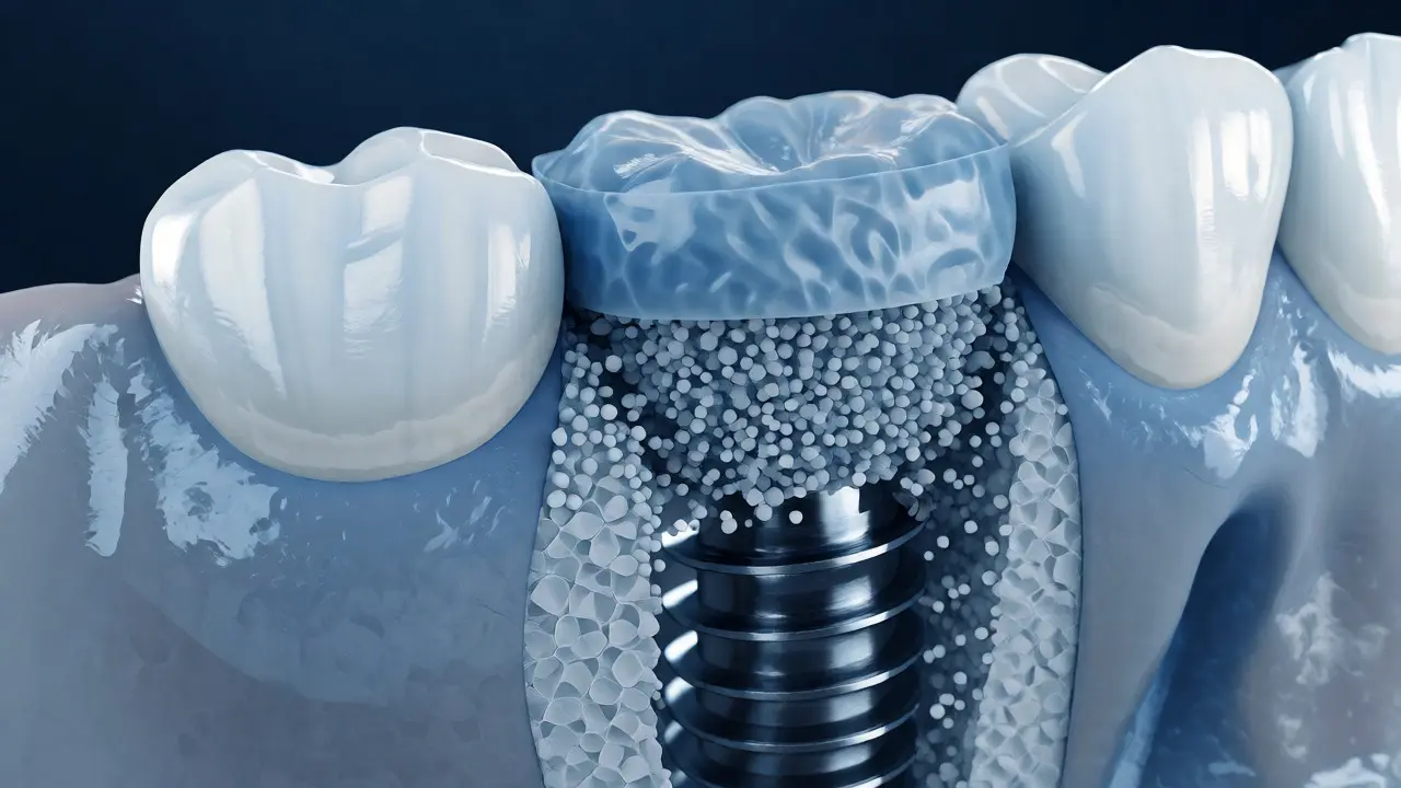 Kostní augmentace s granulem a membránou pro přípravu lůžka pod implantát