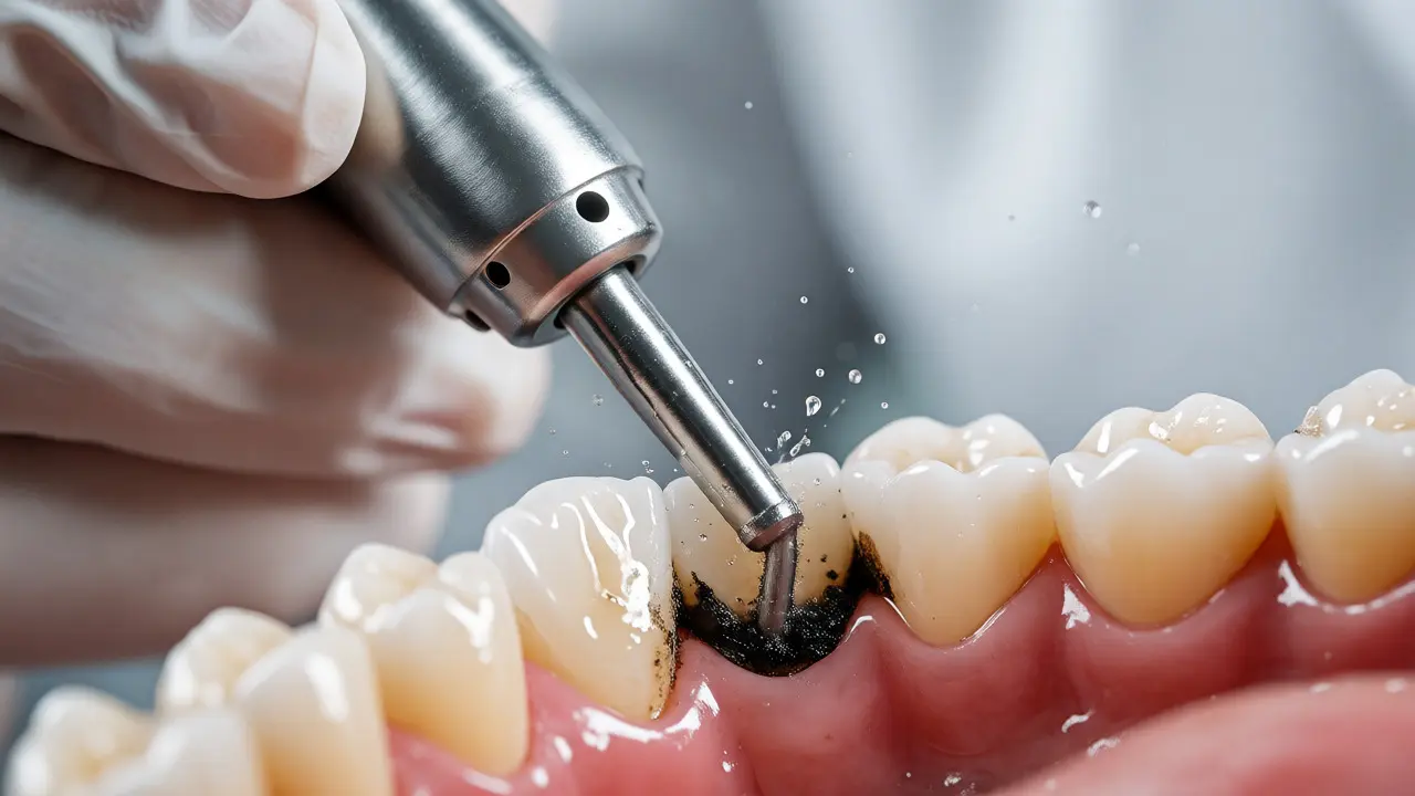 Dentální hygiena odstraňující černý kámen ultrazvukem