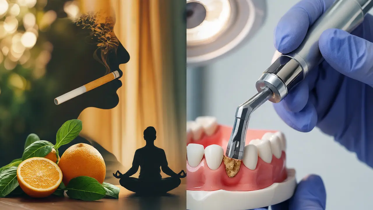 Kontrast zdravého životního stylu a profesionální dentální hygieny