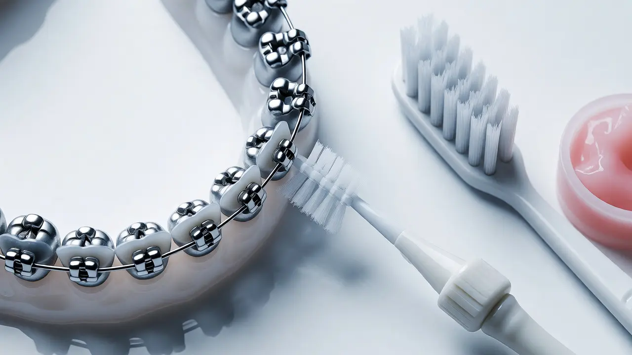 Ortodontické hygienické nástroje pro čištění kolem drátků a bracketů